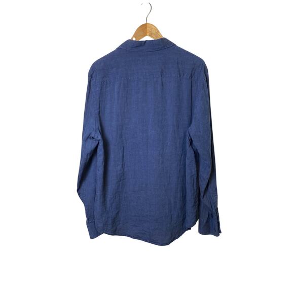 Joseph Abboud Men's Dark Blue 100% Linen Button Down Casual Shirt Size Large - Picture 2 of 7